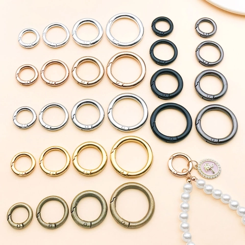 Runder Zinklegierung Federschnapphaken O-Ring Für DIY Schmuckherstellung Schlüsselanhänger Taschenzubehör Vintage Schnalle Mehrfarbig