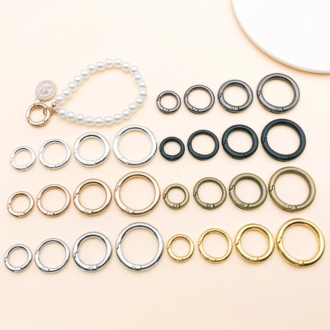 Runder Zinklegierung Federschnapphaken O-Ring Für DIY Schmuckherstellung Schlüsselanhänger Taschenzubehör Vintage Schnalle Mehrfarbig