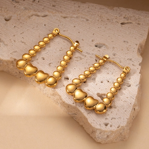 Orecchini a Cerchio Minimalisti in Acciaio Inossidabile per Donna Vintage Geometrici Placcati Oro Argento C-Shape Giunto di Bambù Gioielli
