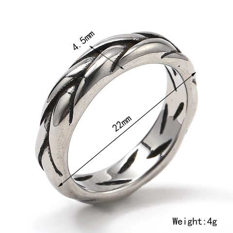 Punk Stainless Steel Woven Braided Ring For Men Minimalist Titanium Steel Vintage Finger Ring Fashion Jewelry Gift