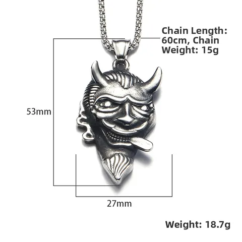 Vintage Punk Titanium Steel Devil Mask Pendant Necklace For Men Hip Hop Gothic Bull Demon King Ghost Head Pendant Jewelry