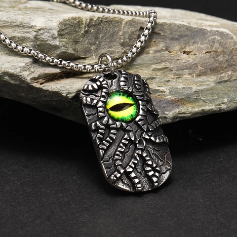 Gothic Punk Teufelsauge Anhänger Halskette Für Herren Retro Titanstahl Evil Eye Schmuck Dominante Persönlichkeit Textur Anhänger Hip Hop Accessoire