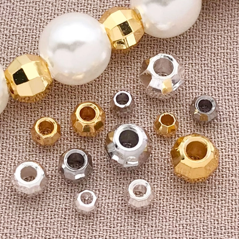 Perline Distanziatrici Sfaccettate in Rame Placcato Oro 18K Motivo Laser Perline Sfuse per Braccialetti Collane Fai da Te Gioielli