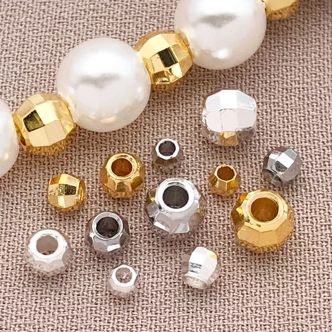Perline Distanziatrici Sfaccettate in Rame Placcato Oro 18K Motivo Laser Perline Sfuse per Braccialetti Collane Fai da Te Gioielli