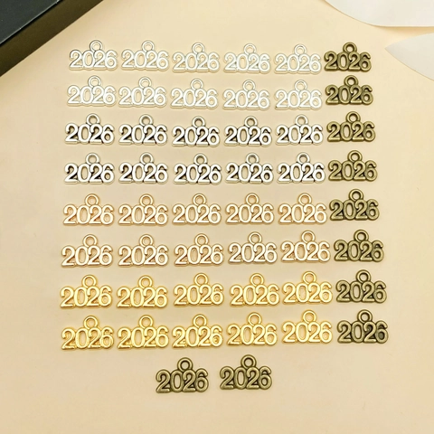 Dijes de Números de Año 2025 2026 DIY Colgantes de Aleación de Zinc Vintage para Fabricación de Joyas Pulsera Collar Llavero