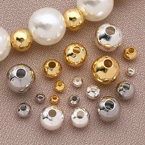 Perline Distanziatrici in Rame Rotonde Galvanizzate Oro Argento Perline Sciolte per Fai da Te Braccialetto Collana Creazione Gioielli