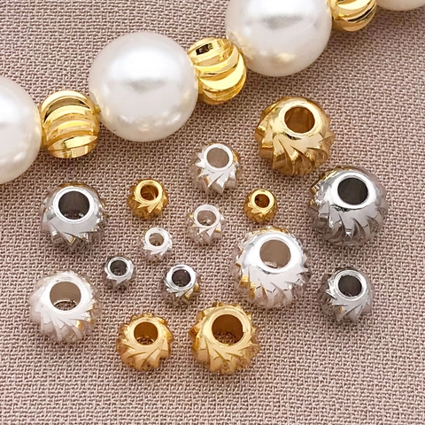18K Gold Plated Copper Spiral Spacer Beads Copper Loose Beads For Jewelry Making DIY Bracelet Necklace Accessory Findings