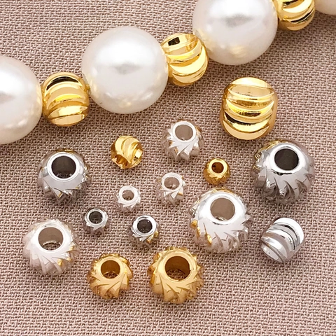 18K Gold Plated Copper Spiral Spacer Beads Copper Loose Beads For Jewelry Making DIY Bracelet Necklace Accessory Findings