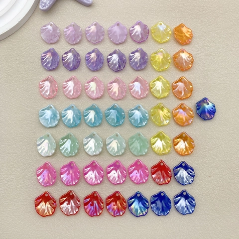 DIY AB Color Flower Petal Pendants Acrylic Camellia Shell Shape Beads For Jewelry Making Handmade Hairpin Earrings Craft Accessories