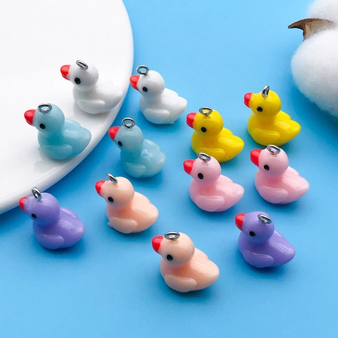 Cute Resin Little Duck Pendants For DIY Earrings Necklaces Jewelry Making Accessories Cartoon Animal Duck Charms Kit