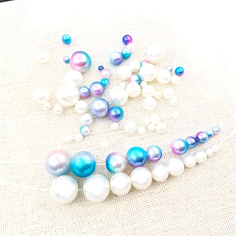 High Luster ABS Imitation Artificial Pearl Beads Round Gradient Dreamy Purple Blue White Loose Beads DIY Jewelry Making Accessories