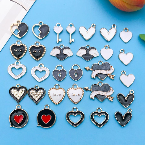 Ciondoli a Cuore in Smalto di Lega di Zinco Fai da Te Creazione di Gioielli Portachiavi Collana Regalo di San Valentino Gioielli alla Moda Donna