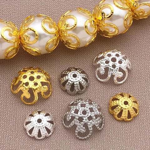18K Vergoldetes Kupfer Hohlblume Perlenkappen Filigran Spacer Für DIY Schmuckherstellung Armbänder Halsketten Zubehör