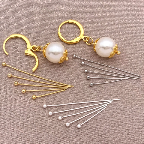Chiodini a Testa Tonda in Rame Placcato Oro 18K per Creazione Gioielli DIY Accessori Perline Componenti per Orecchini