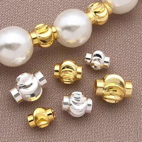 18K Gold Plated Copper Spiral Lantern Spacer Beads For DIY Jewelry Making Handmade Bracelet Necklace Metal Loose Beads Accessories