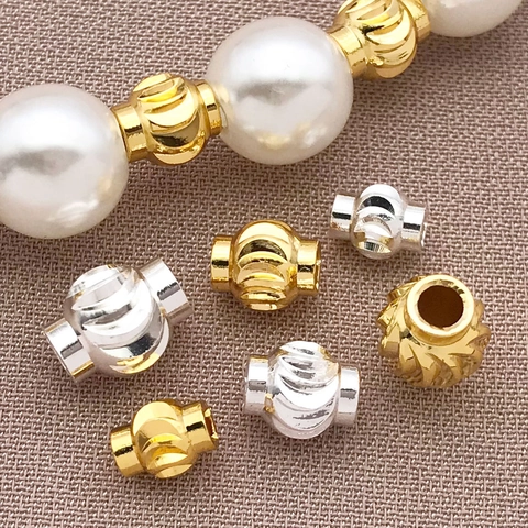 18K Gold Plated Copper Spiral Lantern Spacer Beads For DIY Jewelry Making Handmade Bracelet Necklace Metal Loose Beads Accessories