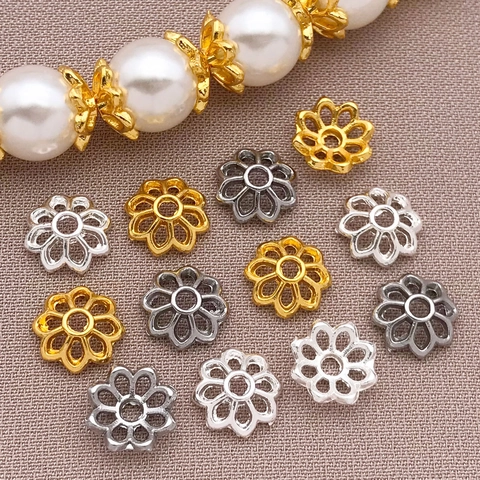 Alloy Hollow Lotus Flower Bead Caps Spacers For DIY Jewelry Making Findings Gold Silver Plated Jewelry Craft Accessories
