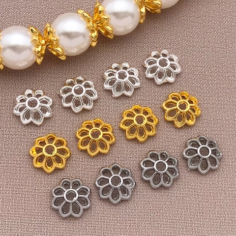 Alloy Hollow Lotus Flower Bead Caps Spacers For DIY Jewelry Making Findings Gold Silver Plated Jewelry Craft Accessories