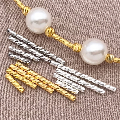 Perline Distanziatrici in Tubo Sfaccettato a Spirale in Rame Placcato Oro 18K per Creazione di Gioielli Fai-da-te Accessori Fatti a Mano