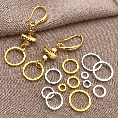 Anneaux de Jonction Fermés en Cuivre Plaqué Or 18K Aplaties Ronds DIY Fabrication de Bijoux Accessoires Boucles d'Oreilles