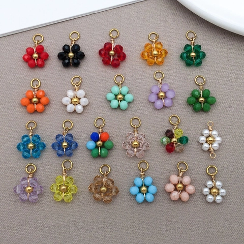 Edelstahl Strass Gänseblümchen Blume Anhänger Für DIY Ohrring Halskette Armband Schmuckherstellung Zubehör Süß Frisch Künstliche Perle Charm