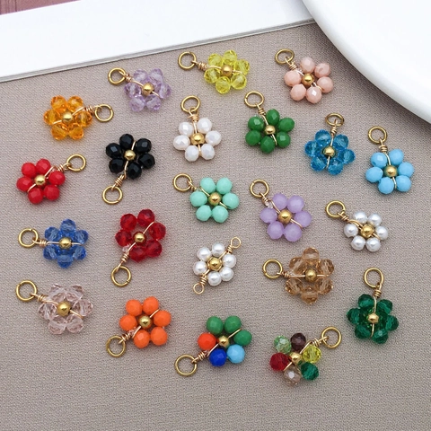 Edelstahl Strass Gänseblümchen Blume Anhänger Für DIY Ohrring Halskette Armband Schmuckherstellung Zubehör Süß Frisch Künstliche Perle Charm