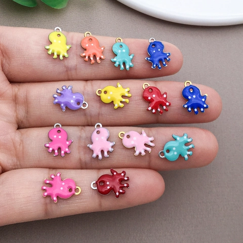 Stainless Steel Drip Oil Enamel Octopus Pendants Sea Animal Charms For DIY Jewelry Making Necklaces Bracelet Accessory