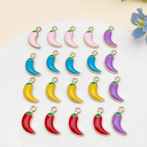 Mexican Carnival Colorful Chili Pepper Alloy Enamel Pendants For DIY Bracelet Keychain Jewelry Making Accessories