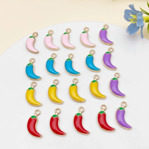 Mexican Carnival Colorful Chili Pepper Alloy Enamel Pendants For DIY Bracelet Keychain Jewelry Making Accessories