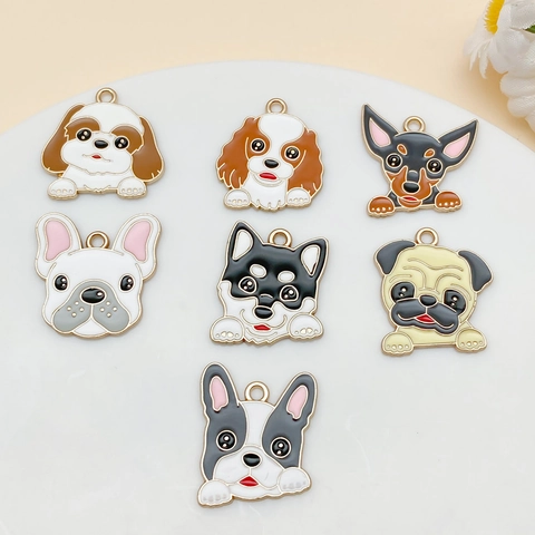 Ciondoli Cane Cucciolo Cartone Animato Lega di Zinco Smalto Charms per Fai da Te Collana Bracciale Portachiavi Gioielli Animali