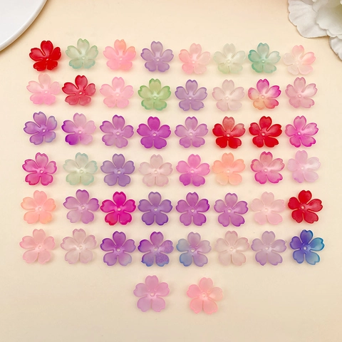 Cuentas de Pétalos de Flor de Sakura de Acrílico Esmerilado Degradado Cuentas de Flor de Cerezo Para Accesorios de Creación de Joyas DIY Para Mujeres