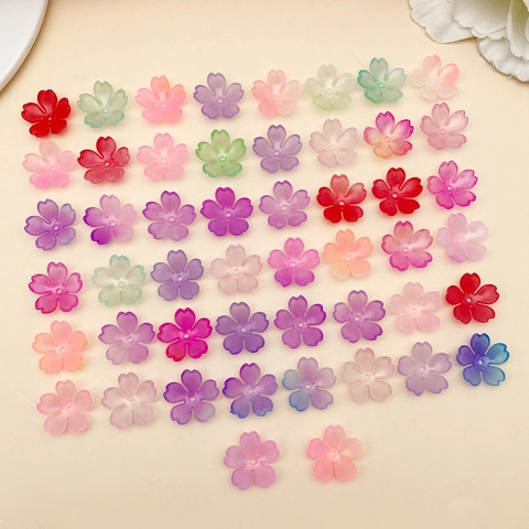 Cuentas de Pétalos de Flor de Sakura de Acrílico Esmerilado Degradado Cuentas de Flor de Cerezo Para Accesorios de Creación de Joyas DIY Para Mujeres