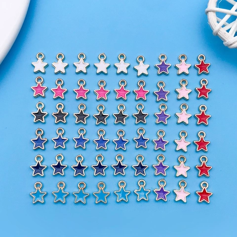 DIY Enamel Star Pendants Zinc Alloy Pentagram Charms For Bracelet Keychain Jewelry Making Handmade Craft Accessories