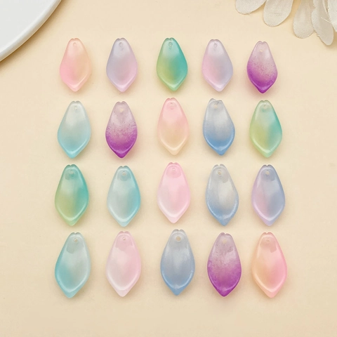 Vintage Czech Glass Lotus Petal Beads For DIY Jewelry Making Gradient Frosted Flower Petal For Hairpin Earrings Handmade