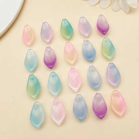 Vintage Czech Glass Lotus Petal Beads For DIY Jewelry Making Gradient Frosted Flower Petal For Hairpin Earrings Handmade