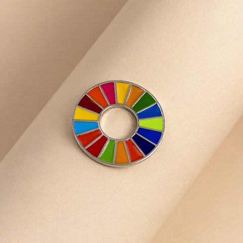 UN SDG Round 17 Colors Enamel Drip Oil Brooch Pin Alloy Geometric Circle Badge Suit Jewelry For Women Men Pendant Necklace