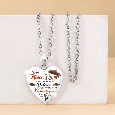 Collana Con Pendente a Cuore in Lega Con Accenti in Strass Regalo Sentimentale Per Nipote Sorella Nipote Anniversario Gioielli Uso Quotidiano