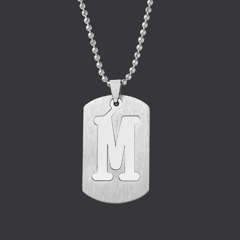 Edelstahl Anfangsbuchstabe Erkennungsmarke Anhänger Halskette Für Herren Damen Gebürstet Silberton Hohl Design Schmuck