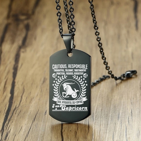 Edelstahl 12 Sternzeichen Dog Tag Anhänger Halskette Für Herren Damen Gold Silber Schwarz Lasergravur Sternbild Schmuck Geschenk