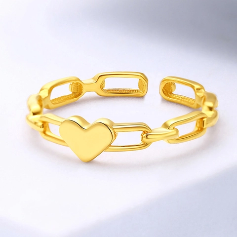 Edelstahl Hohl Herz Kette Offen Verstellbarer Ring Gold Silber Überzogen Geometrischer Schmuck Damen Einfach Täglich Geschenk