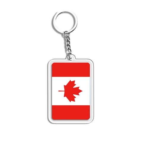 Porte-clés Rectangulaire en Acrylique Drapeau National pour Fans de Football Souvenir Sportif Pendentif Anneau Métallique