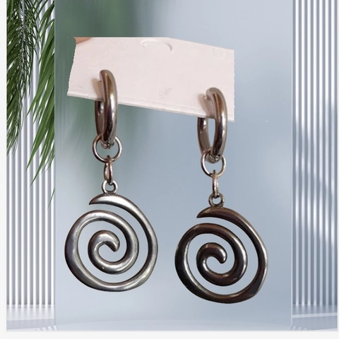 Edelstahl Sonne Stern Wirbel Anhänger Ohrringe Hip Hop Unisex Ins Stil Unregelmäßige Ohrringe Halskette Ring Mode Schmuck