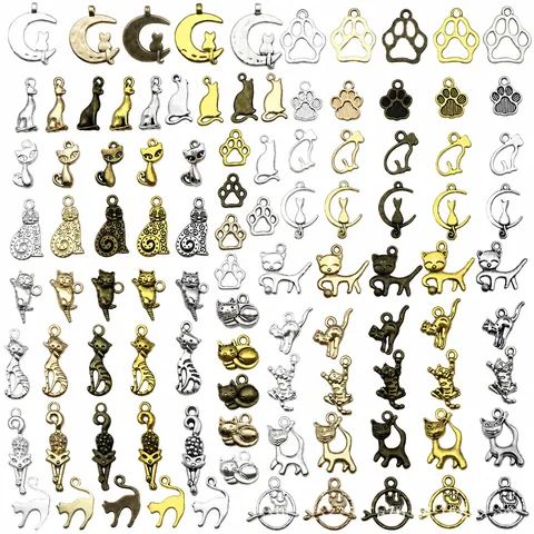 Vintage Zinklegering Kat Pootafdruk Dier Charms DIY Sieraden Hangers Voor Armbanden Sleutelhangers Accessoires Decoratieve Onderdelen