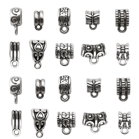 Vintage Zinc Alloy Pendant Bails For Jewelry Making DIY Necklace Bracelet Antique Gold Silver Bronze Large Hole Beads