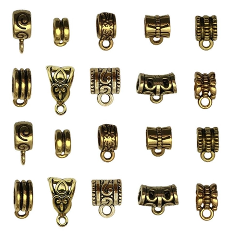 Vintage Zinc Alloy Pendant Bails For Jewelry Making DIY Necklace Bracelet Antique Gold Silver Bronze Large Hole Beads