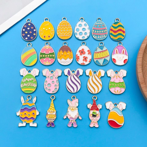 Easter Enamel Alloy Pendants Cartoon Rabbit Egg Chick Gnome Charms For DIY Bracelet Necklace Jewelry Making Accessory