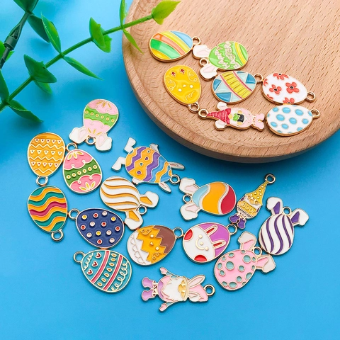 Easter Enamel Alloy Pendants Cartoon Rabbit Egg Chick Gnome Charms For DIY Bracelet Necklace Jewelry Making Accessory