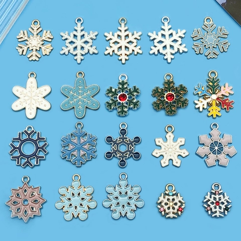 20Stk Weihnachten Schneeflocke Emaille Legierung Anhänger DIY Schmuck Charms Für Armband Halskette Schlüsselanhänger Handgemachtes Zubehör