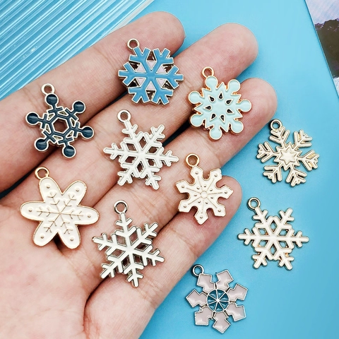 20Stk Weihnachten Schneeflocke Emaille Legierung Anhänger DIY Schmuck Charms Für Armband Halskette Schlüsselanhänger Handgemachtes Zubehör
