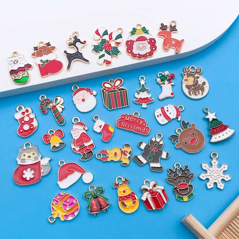 Cartoon Emaille Legierung Weihnachtsanhänger Weihnachtsmann Rentier Schneemann DIY Schmuckherstellung Anhänger Für Armband